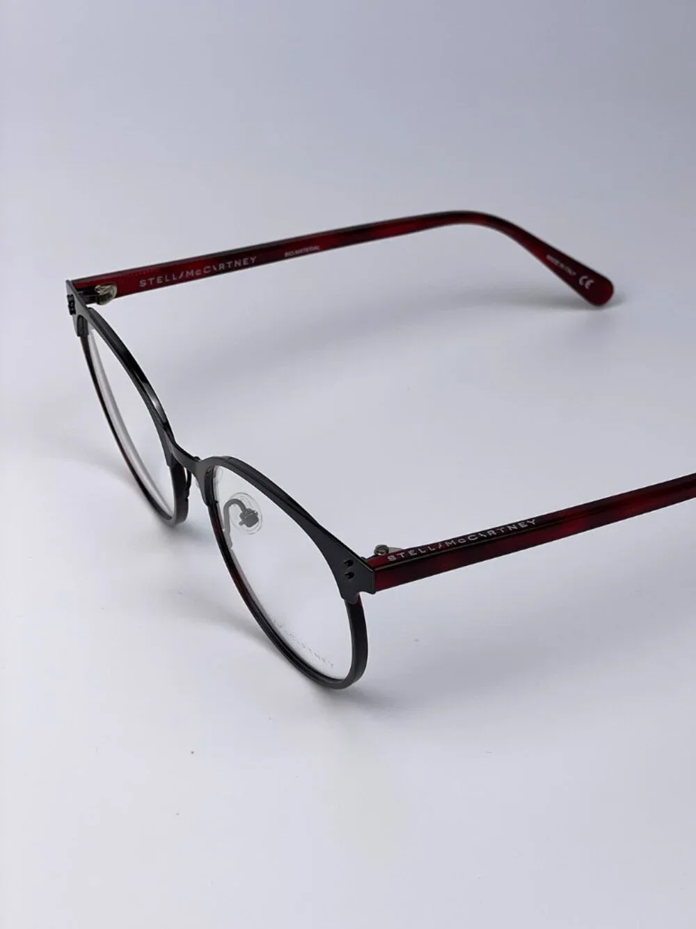 STELLA MCCARTNEY SC0145O 004 RUTHENIUM HAVANA BURGUNDY OVAL EYEGLASSES